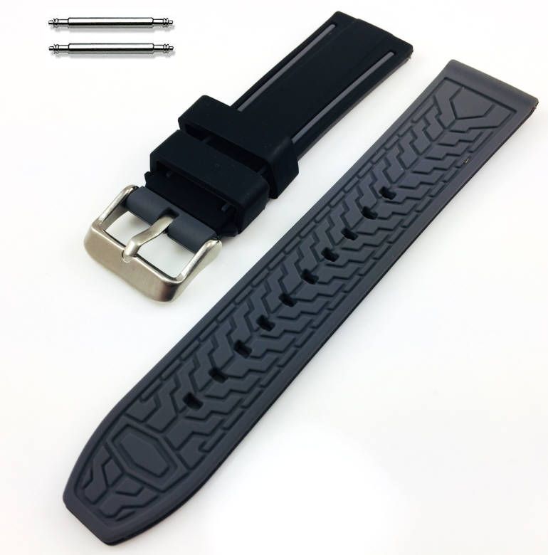 Armani Exchange Compatible Black & Grey Double Side Rubber Silicone Replacement Watch Band Strap Belt #4061