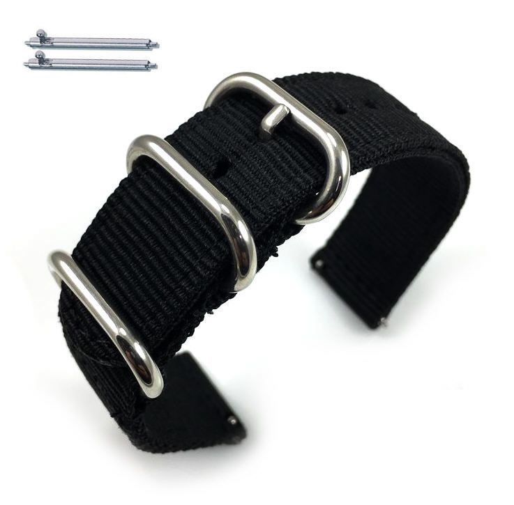 Armani Exchange Compatible Black Nylon Watch Band Strap Belt Army Military Ballistic Silver Buckle #6031