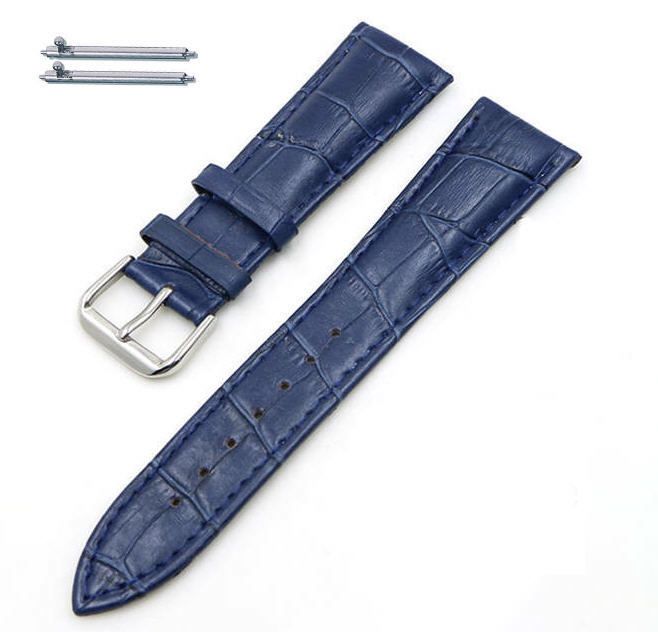 Armani Exchange Compatible Dark Blue Croco Genuine Leather Replacement Watch Band Strap Steel Buckle #1043