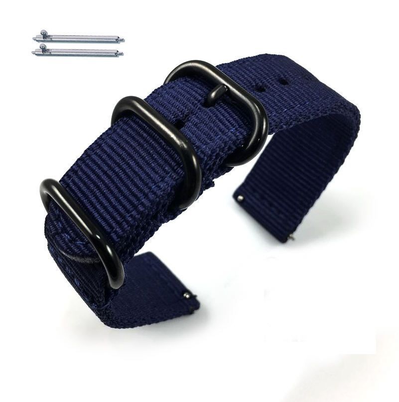 Armani Exchange Compatible Dark Blue Nylon Watch Band Strap Belt Army Military Ballistic Black Buckle #6036