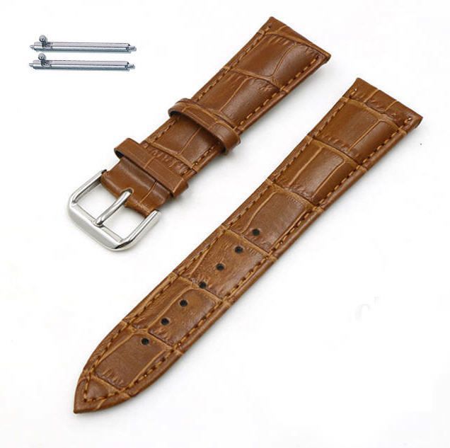 Armani Exchange Compatible Light Brown Croco Genuine Leather Replacement Watch Band Strap Steel Buckle #1044