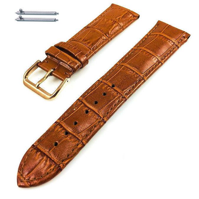 Armani Exchange Compatible Light Brown Croco Leather Replacement Watch Band Strap Rose Gold Buckle #1074