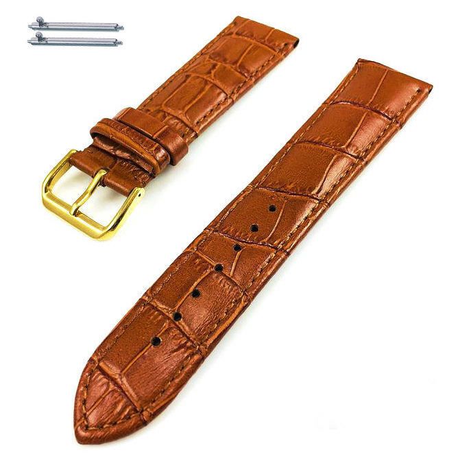 Armani Exchange Compatible Light Brown Croco Leather Watch Band Strap Belt Gold Steel Buckle #1084