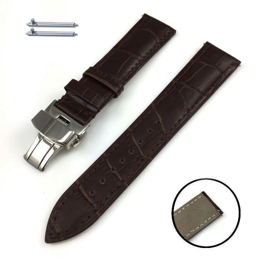 Armitron Compatible Brown Croco Genuine Leather Replacement Watch Band Strap Steel Butterfly Buckle #1032