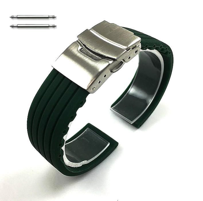 Armitron Compatible Green Silicone Replacement Watch Band Strap Double Locking Clasp #4432