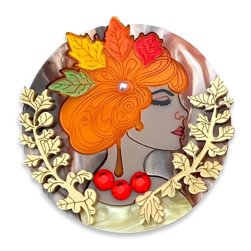 Autumn Art Deco Muse Brooch By Wintersheart
