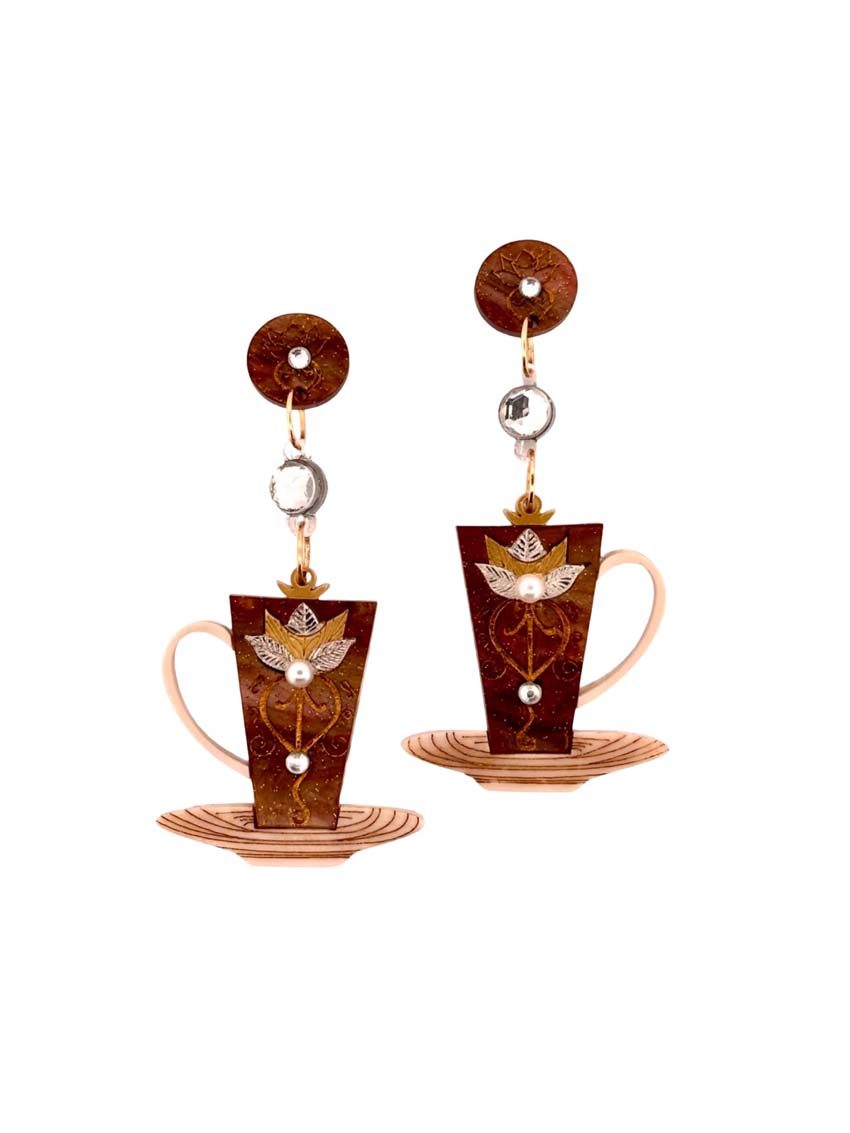 Autumn Art Deco Coffee Earrings By Wintersheart