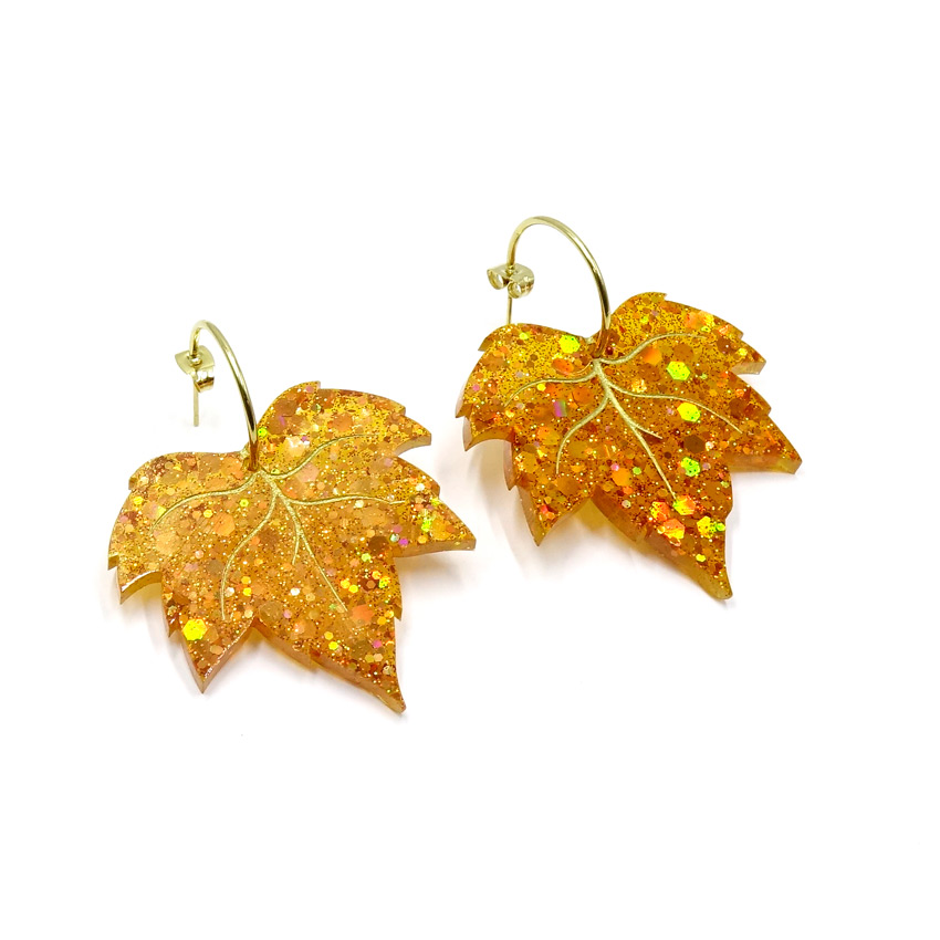Autumn Leaf Statement Hoop Earrings