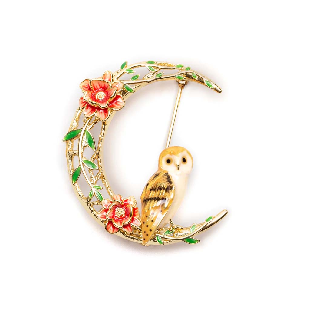 Owl In A Moon Brooch By Bill Skinner