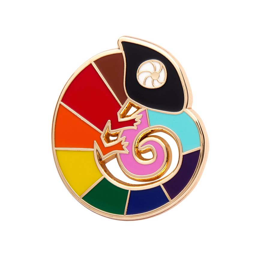 Carmel's Colourful Chameleon Enamel Pin By Erstwilder