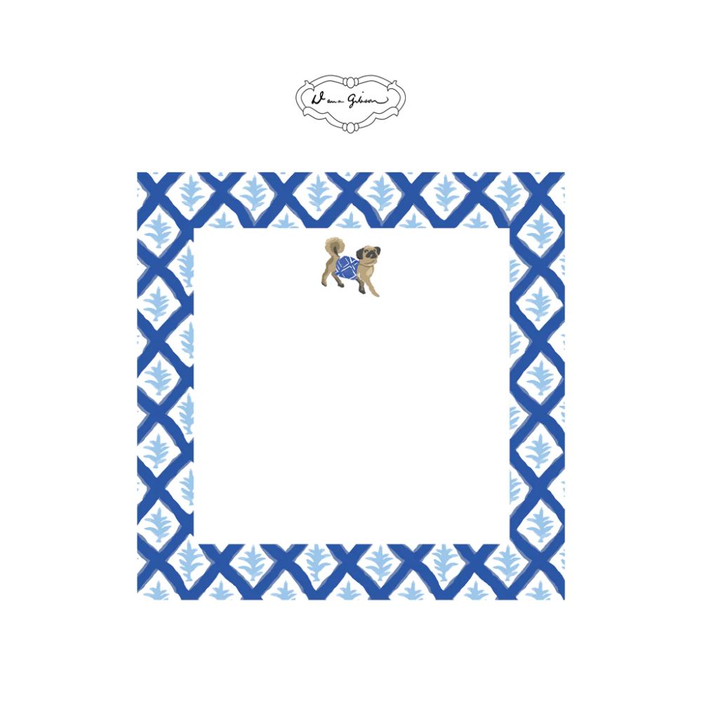 Dana Gibson Casa Pug Notepad-Blue