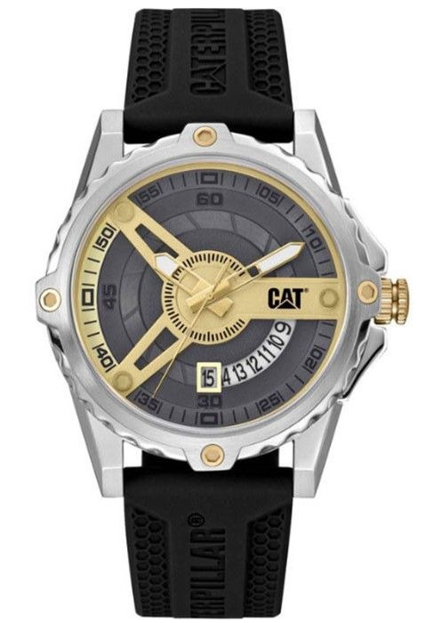 CAT AM14121223 Caterpillar Newport Black Silicone Quartz Watch 44mm