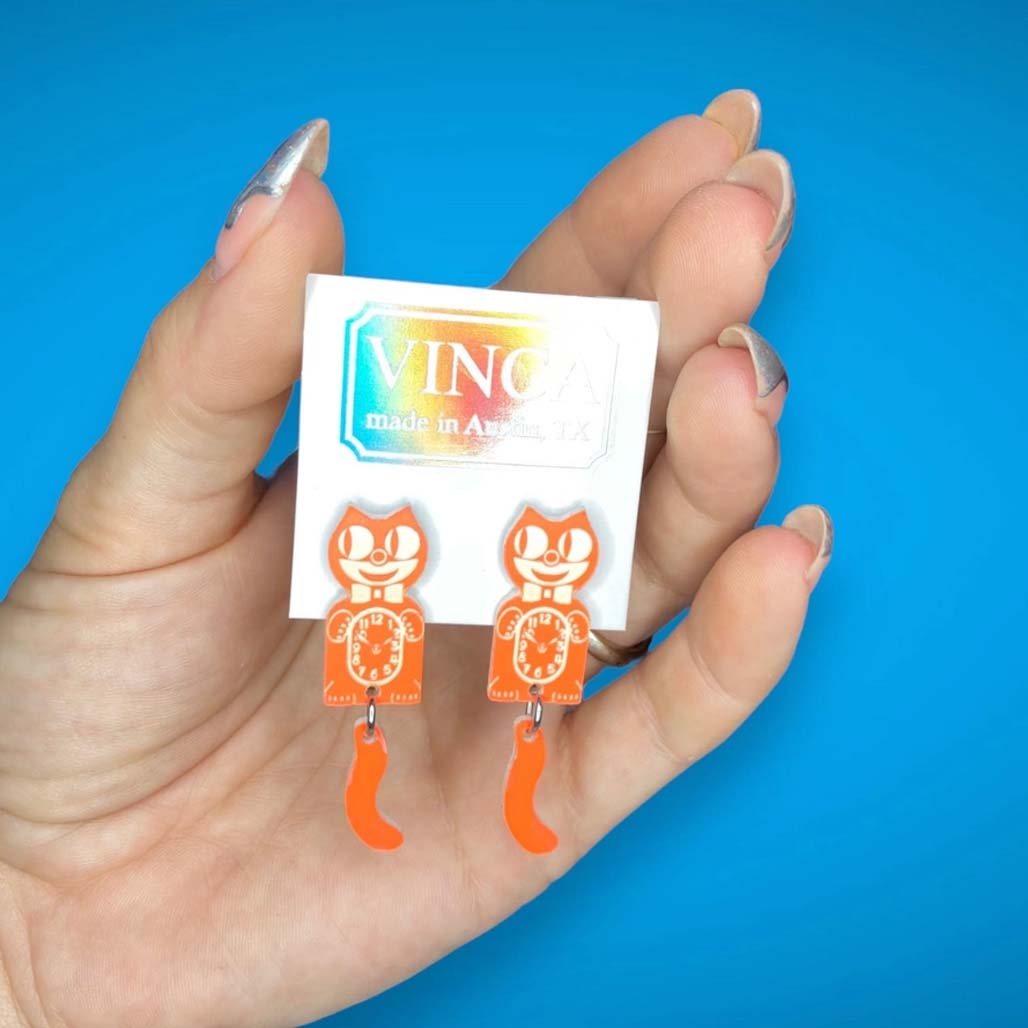 Orange Cat CLAW-K Earrings By Vinca