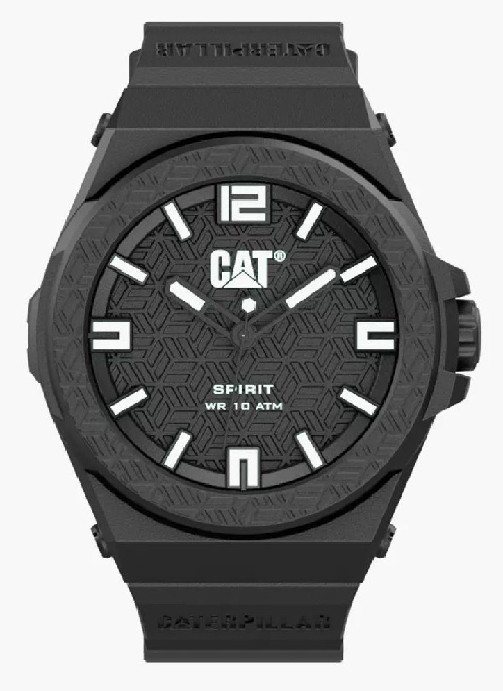 CAT LO11121112 Caterpillar Spirit Black Plastic Quartz Watch 46mm