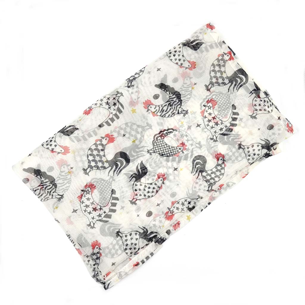 Chicken Print Scarf By Unique Vintage