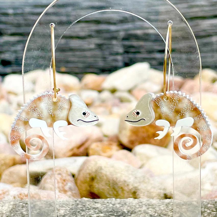 Coconut Chameleon Earrings By Wintersheart