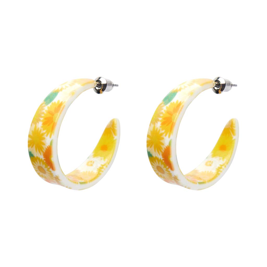Yellow Daisy Hoop Earrings By Erstwilder X Jocelyn Proust