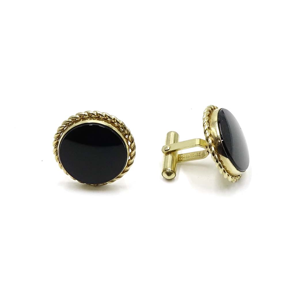 Vintage Black Onyx And 1/20 12K Goldfilled Cufflinks By Destino