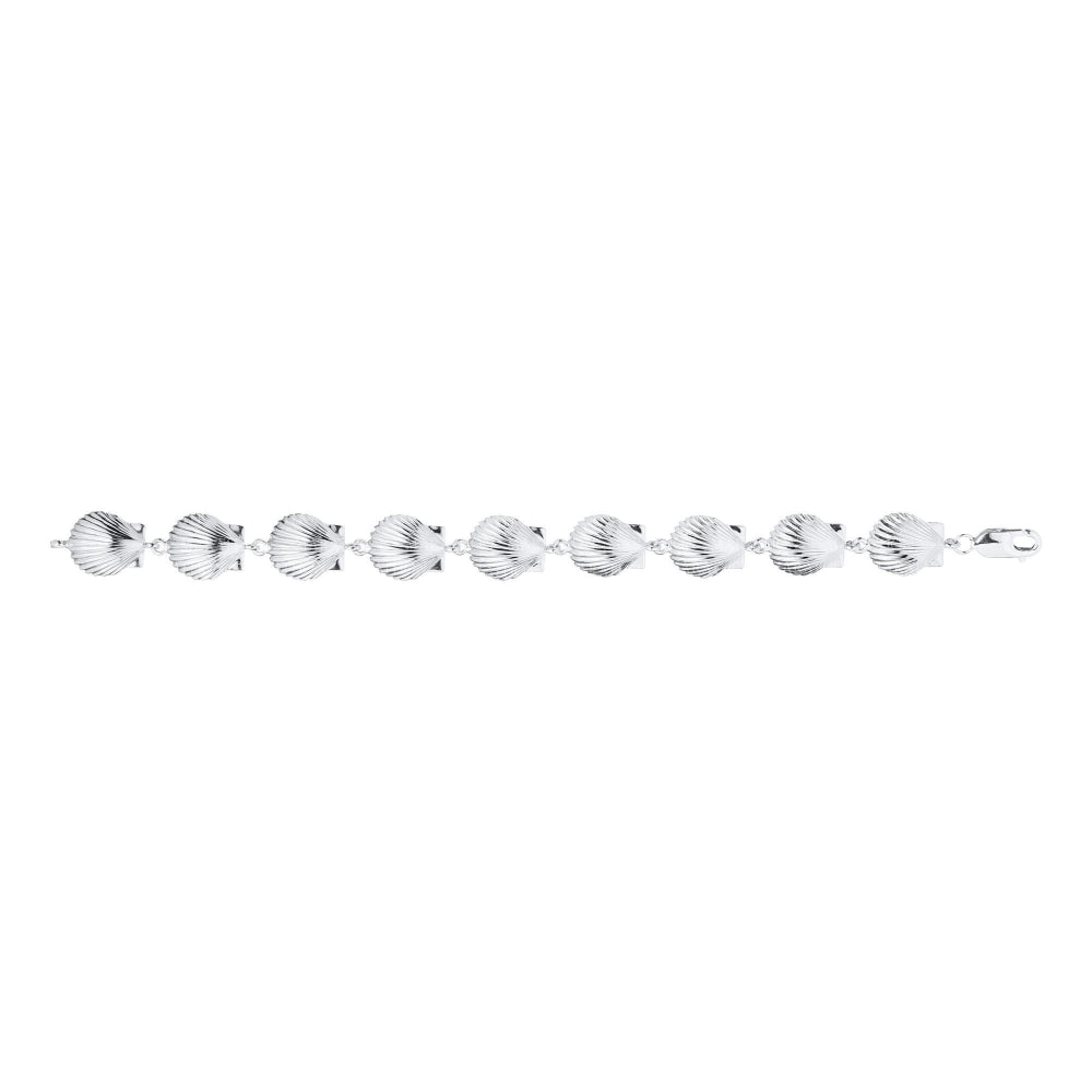 Sterling Silver Heavy Scallop Shelll Bracelet