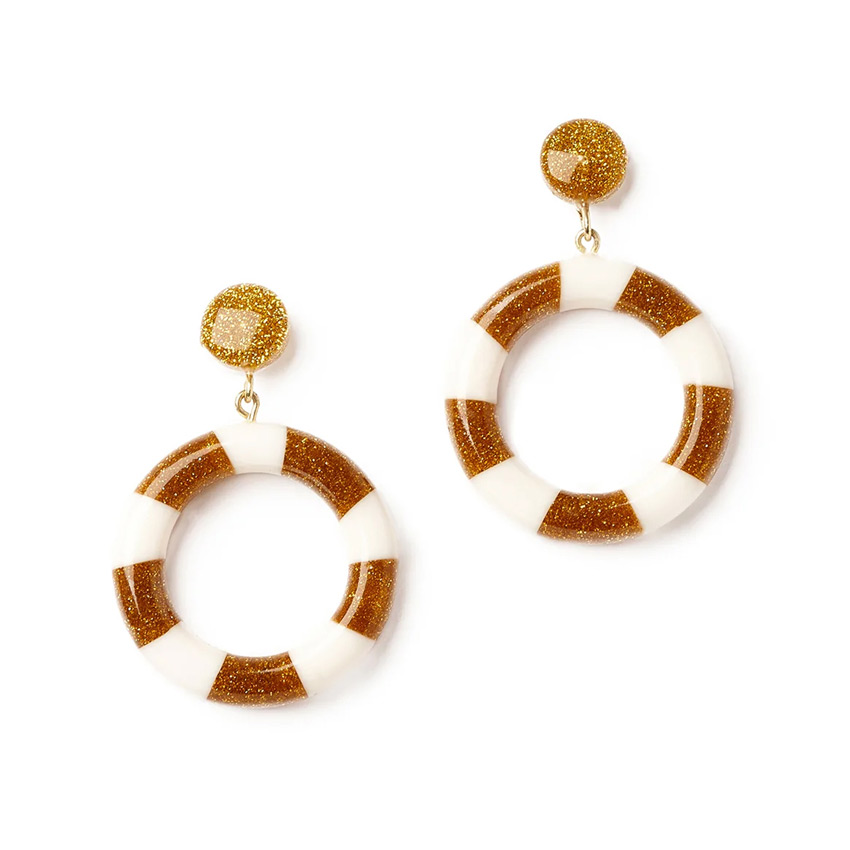 Gold And White Candy Striped Hoop Earrings 2022 By Splendette