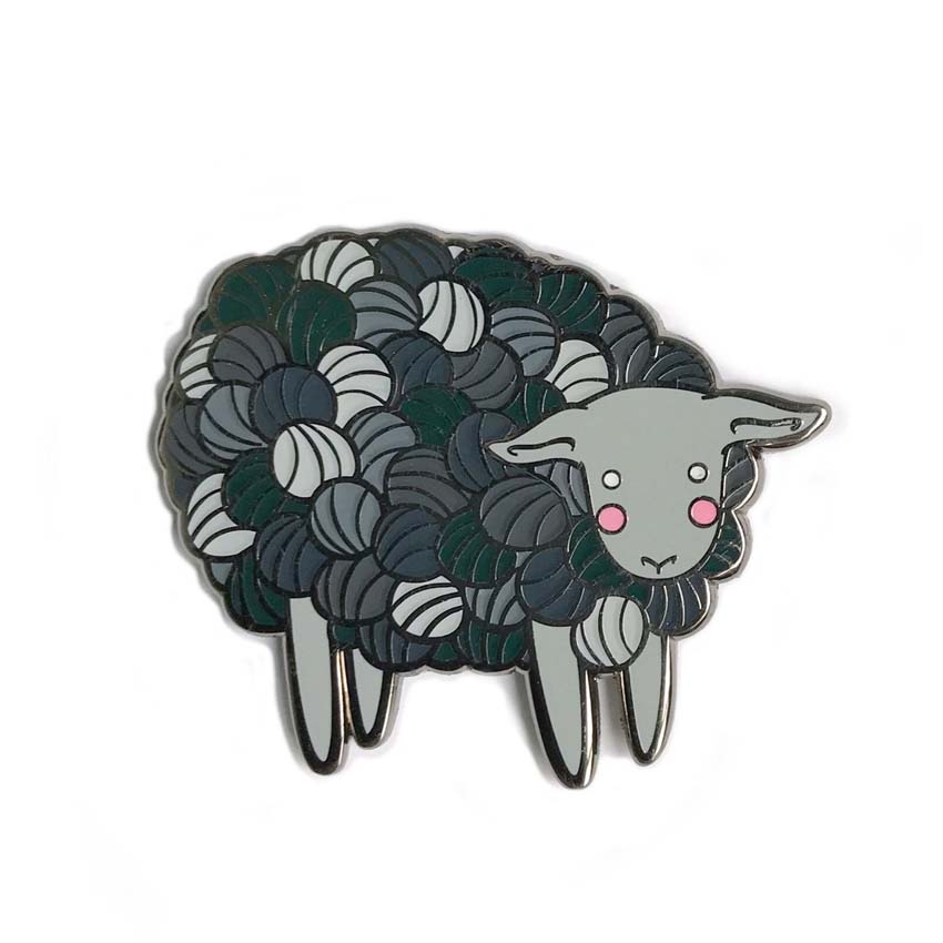 Monochromatic Yarn Sheep Enamel Pin Gunmetal By Danielle V