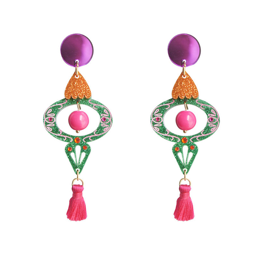 Green Ornament Earrings By Laliblue