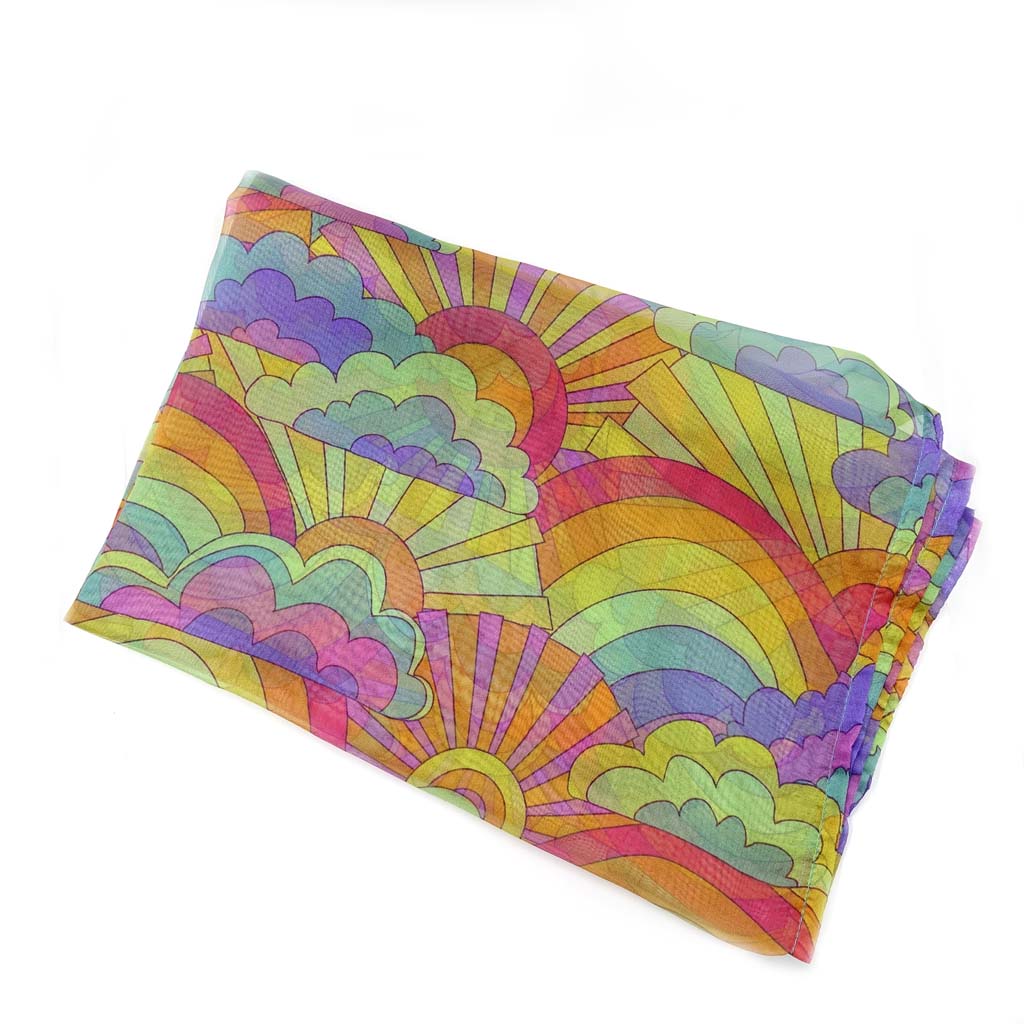 Happy Groovy Rainbows Long Hair Scarf By Unique Vintage