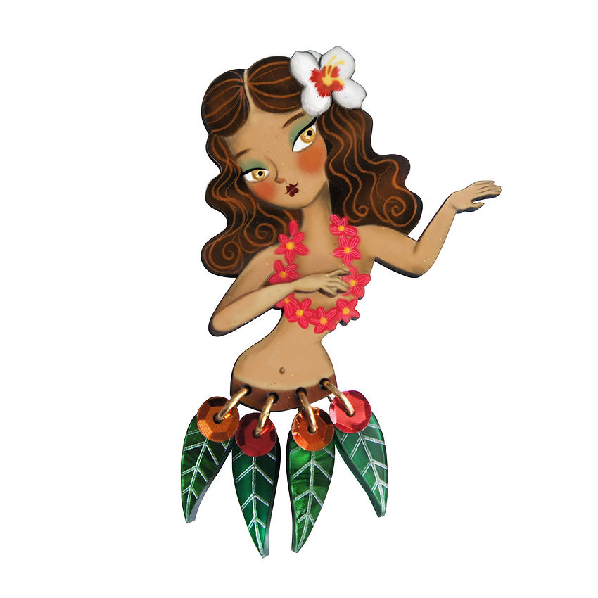 Brunette Hula Girl Brooch By Laliblue