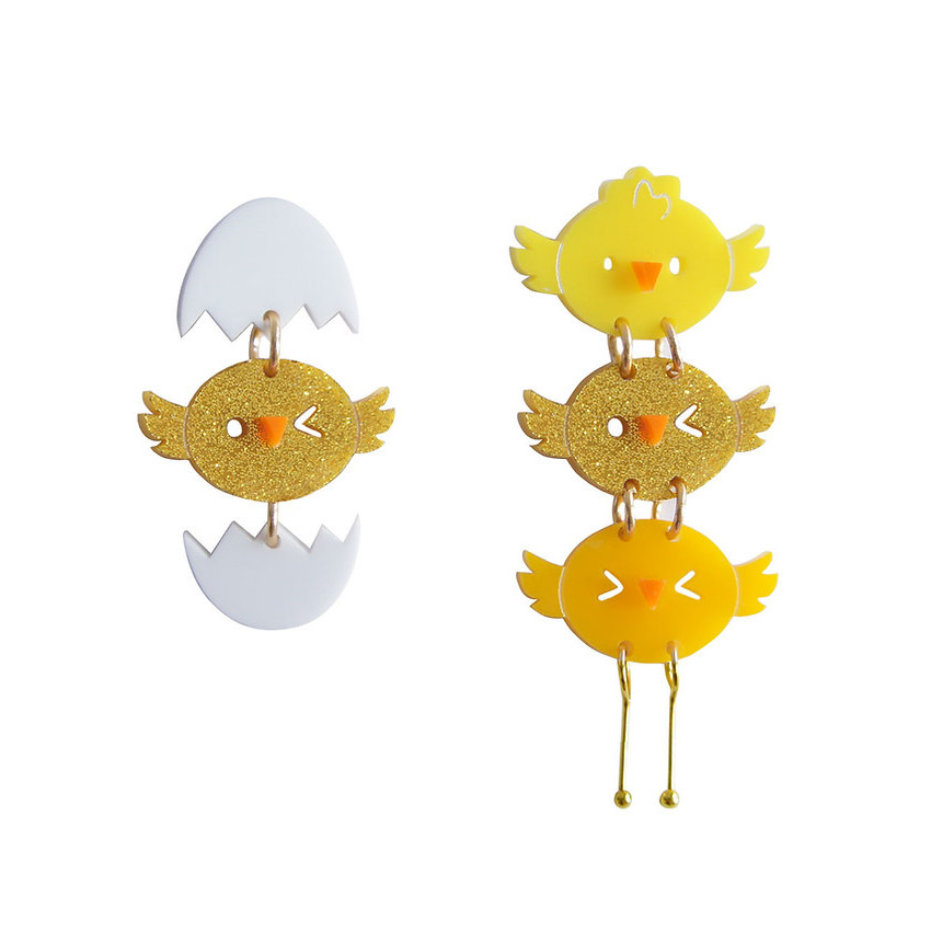 Easter Chicks Earrings Asymmetrical By Laliblue