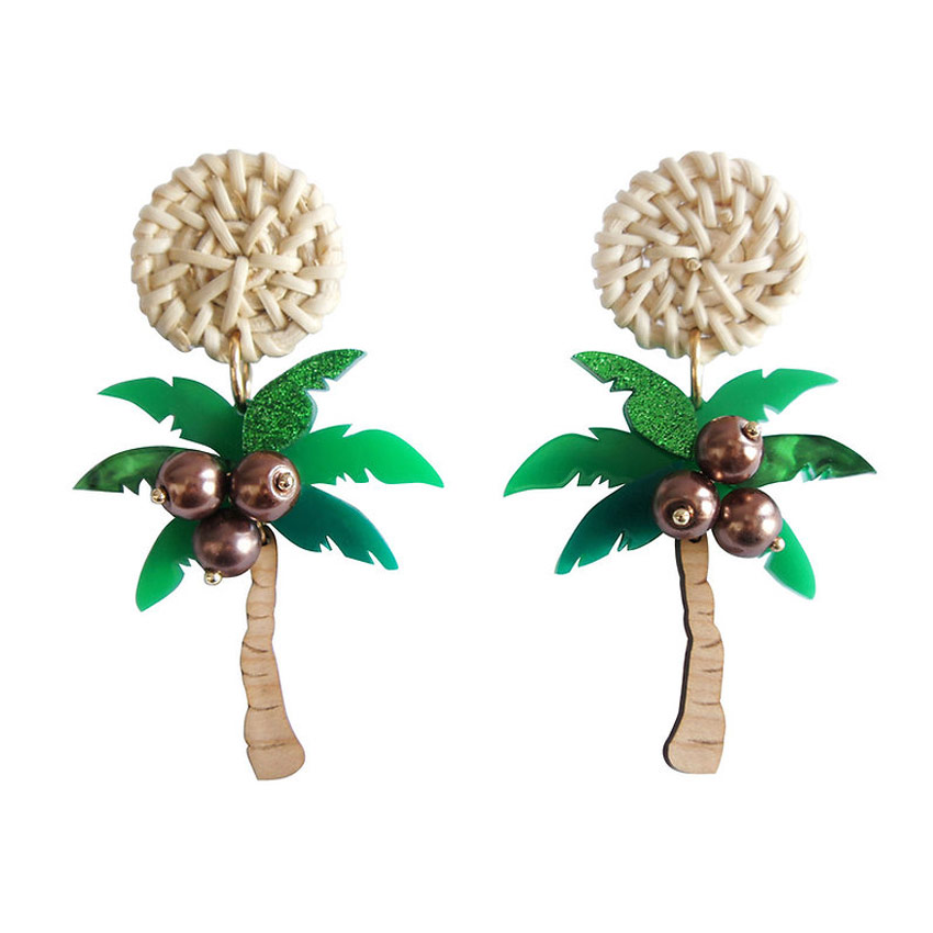 Woven Palm Tree Earrings By Laliblue