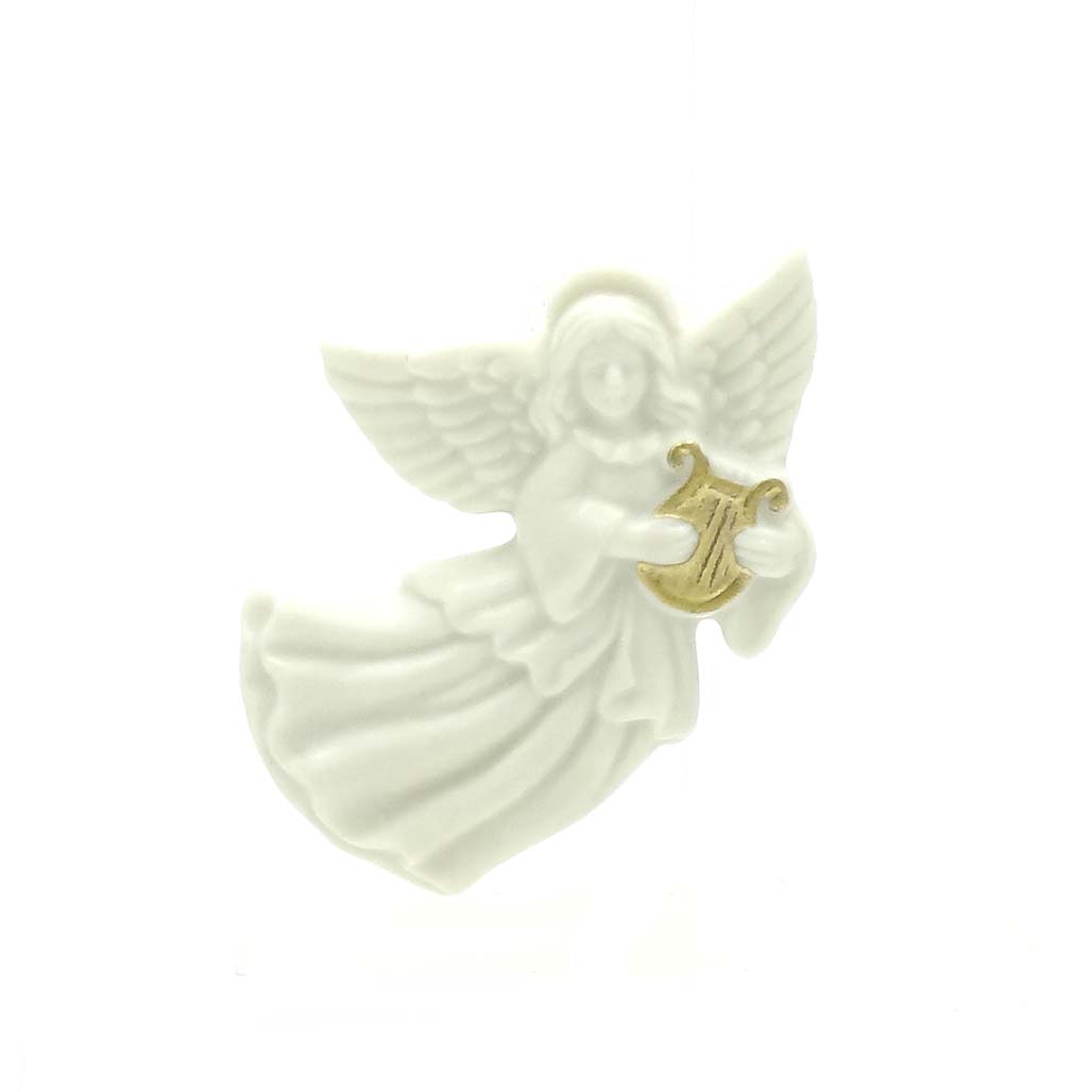 Vintage Heavenly Harmony Angel With Harp Fine China Brooch By Lenox