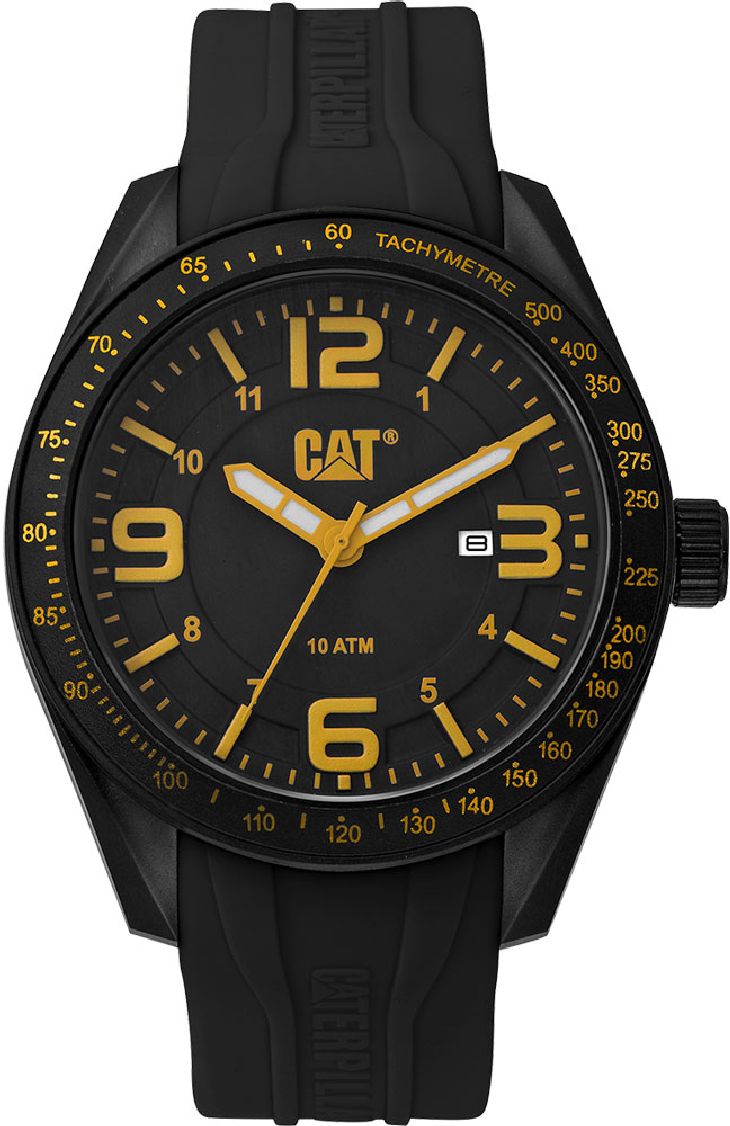 Men's CAT Caterpillar Oceania Black Rubber Strap Analog Watch LQ16121137