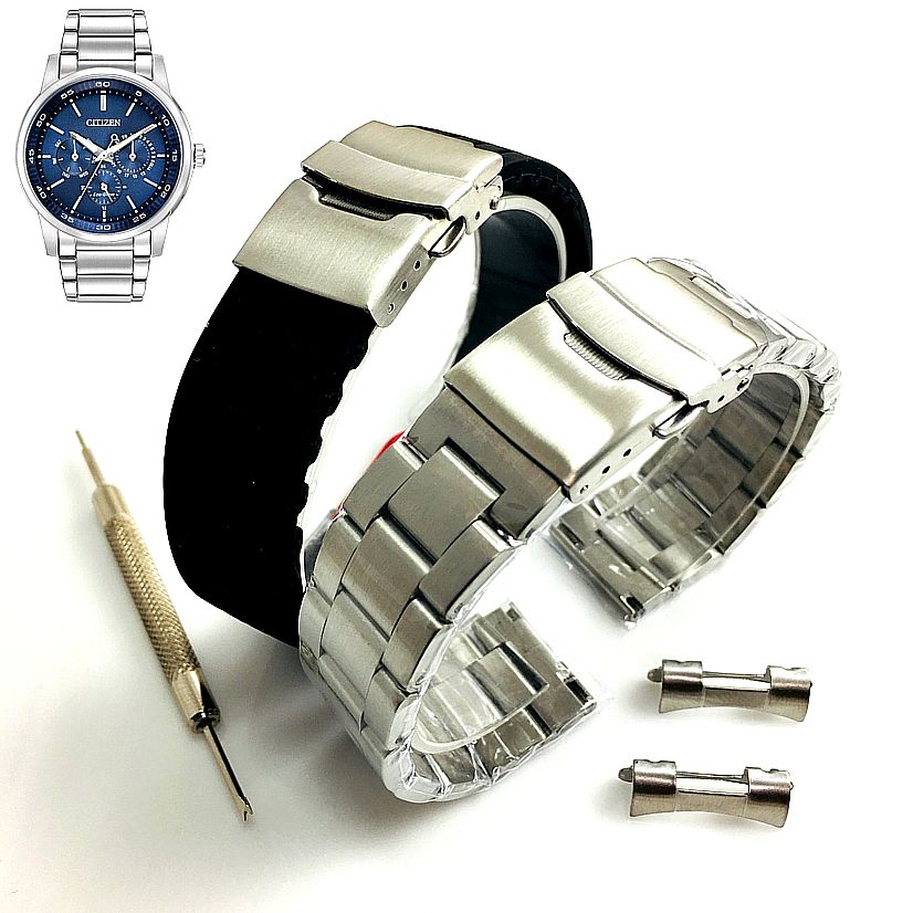 Steel and Silicone Replacement Watch Band Fits Citizen BU2010-57L 8729-S093015