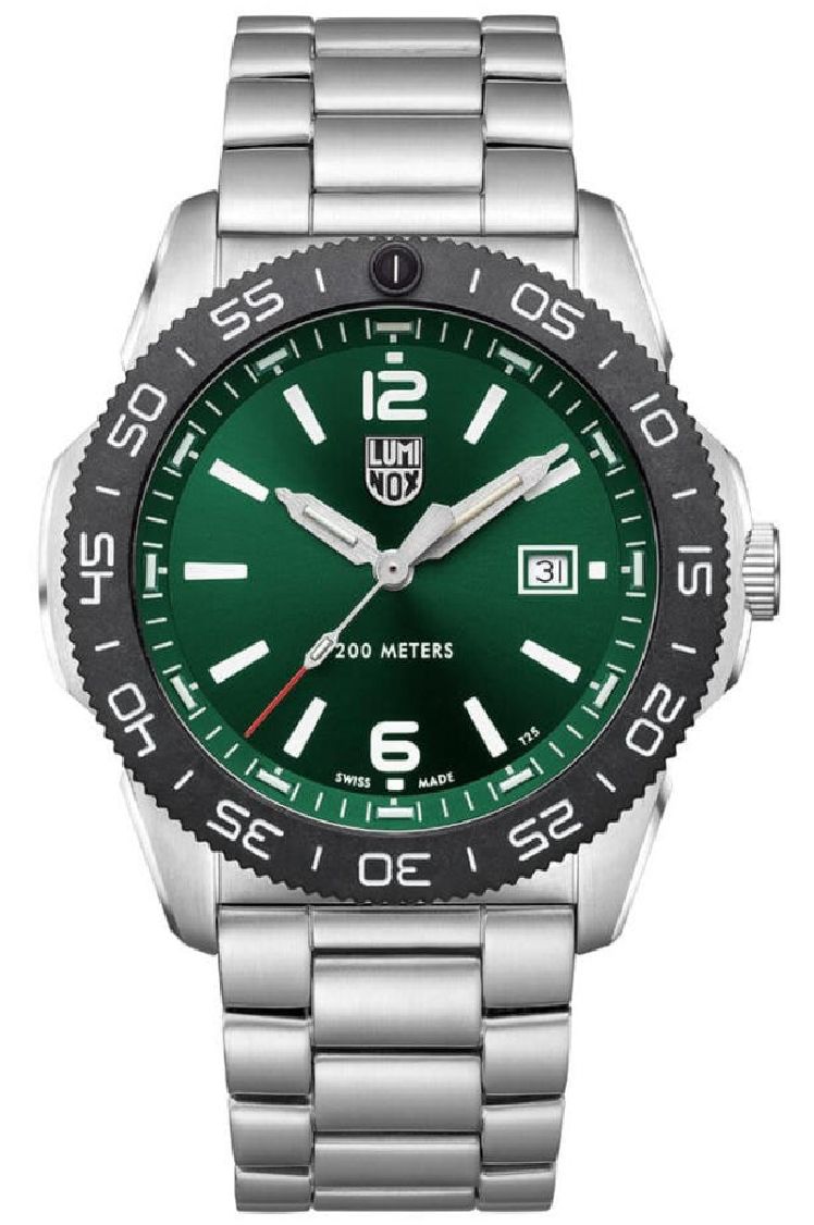 Men's Luminox Pacific Diver Stainless Steel Green Dial Dive Watch XS.3137
