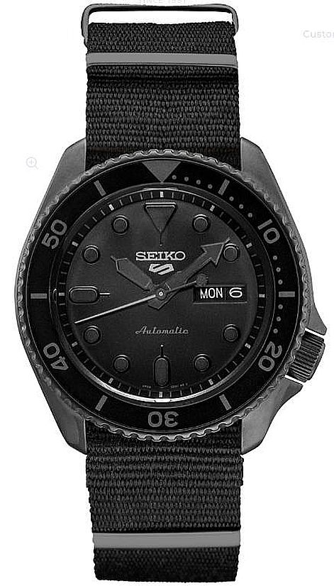 Men's Seiko 5 Diver's Automatic All Black Steel Watch SRPD79 SRPD79K1