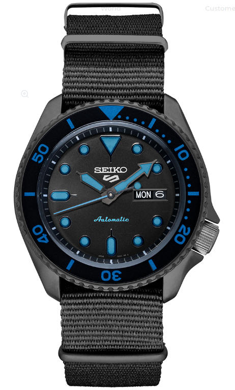 Men's Seiko 5 Diver's Automatic All Black Steel Watch SRPD81