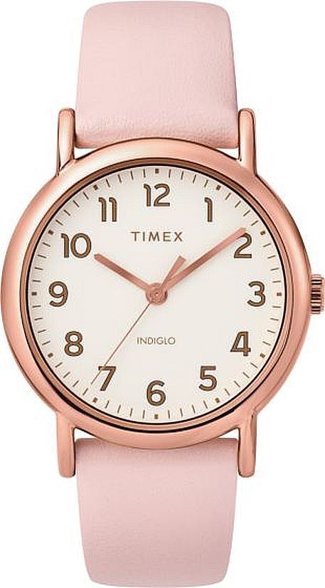 Men's Timex Weekender Classic Pink leather Band Watch TW2T309009J
