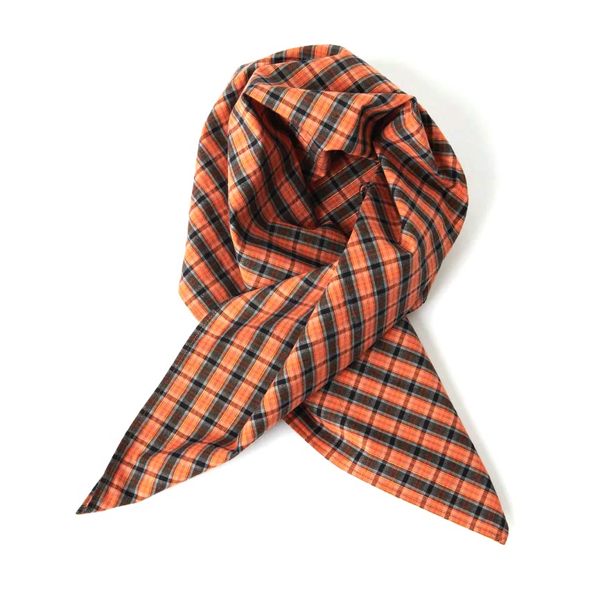 Orange Plaid Hair Scarf By Unique Vintage