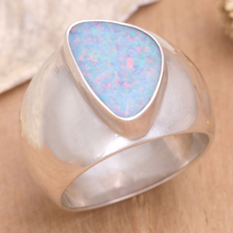Opal band ring, "Elegance"