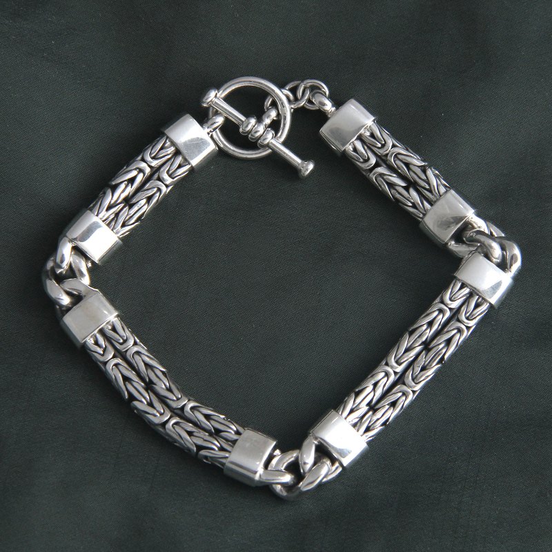 Men's Sterling Silver Chain Bracelet, "Hand in Hand"