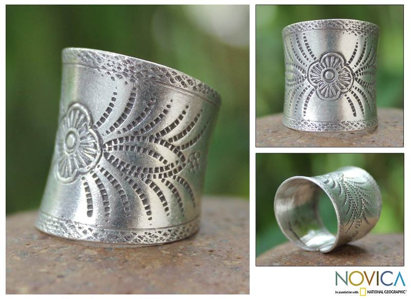 950 silver band ring, "Blossoming Magic"