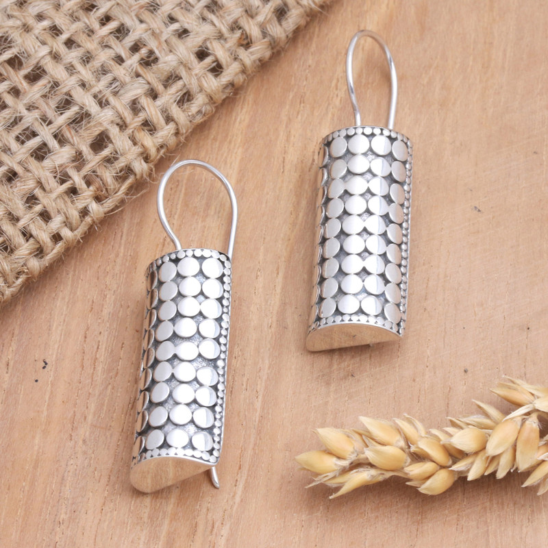 Unique Sterling Silver Drop Earrings, "Moon Lantern"
