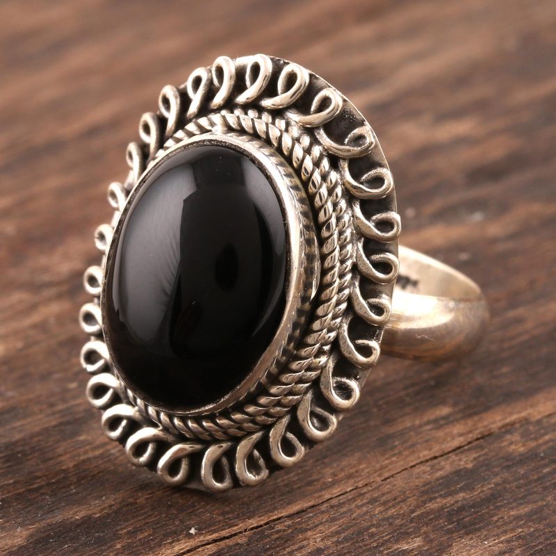 Onyx cocktail ring, "Black Majesty"