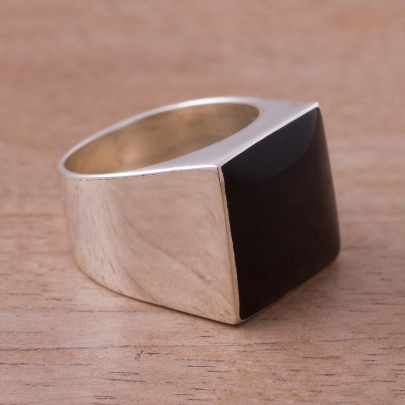 Obsidian Signet Ring, "Dark Lake"
