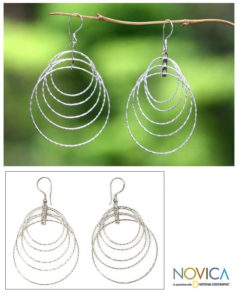 Unique Sterling Silver Dangle Earrings, "Forever"