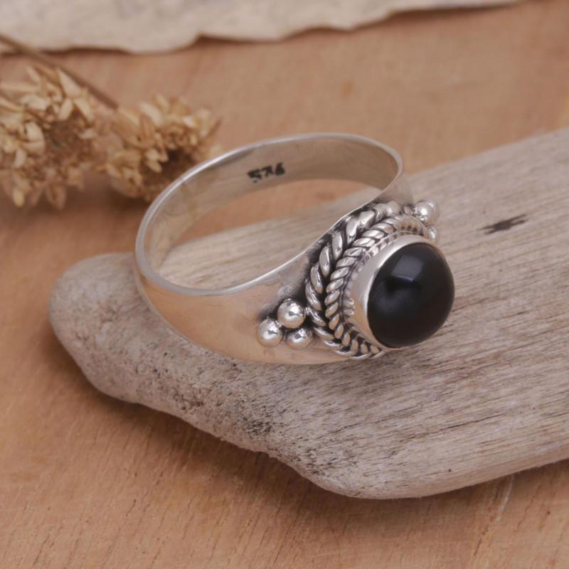 Onyx and Sterling Silver Ring, "Promise Me"