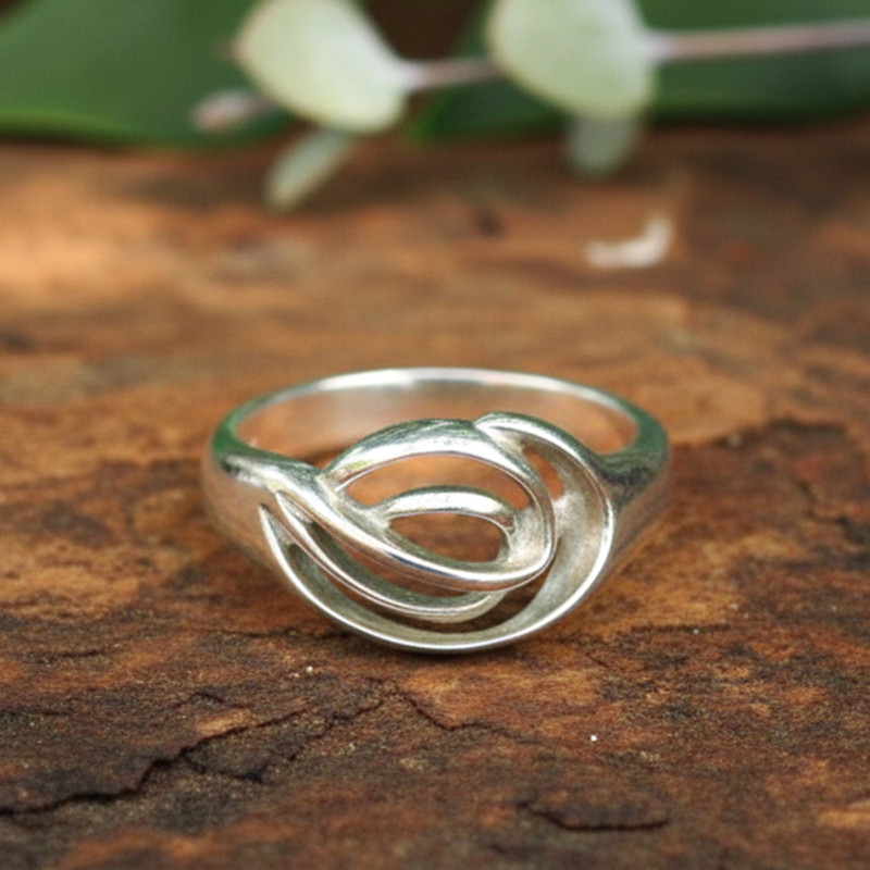 Modern Sterling Silver Band Ring, "Shining Grace"