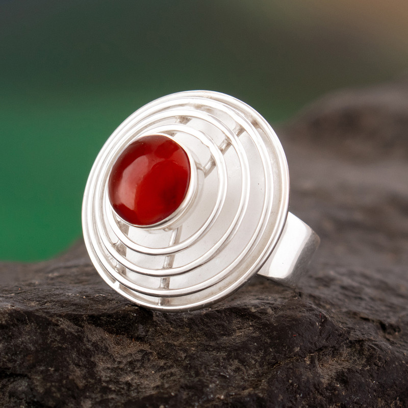 Agate cocktail ring, "Pyramid of Protection"