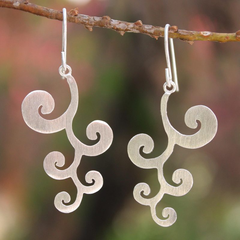 Unique Sterling Silver Dangle Earrings, "New Life"