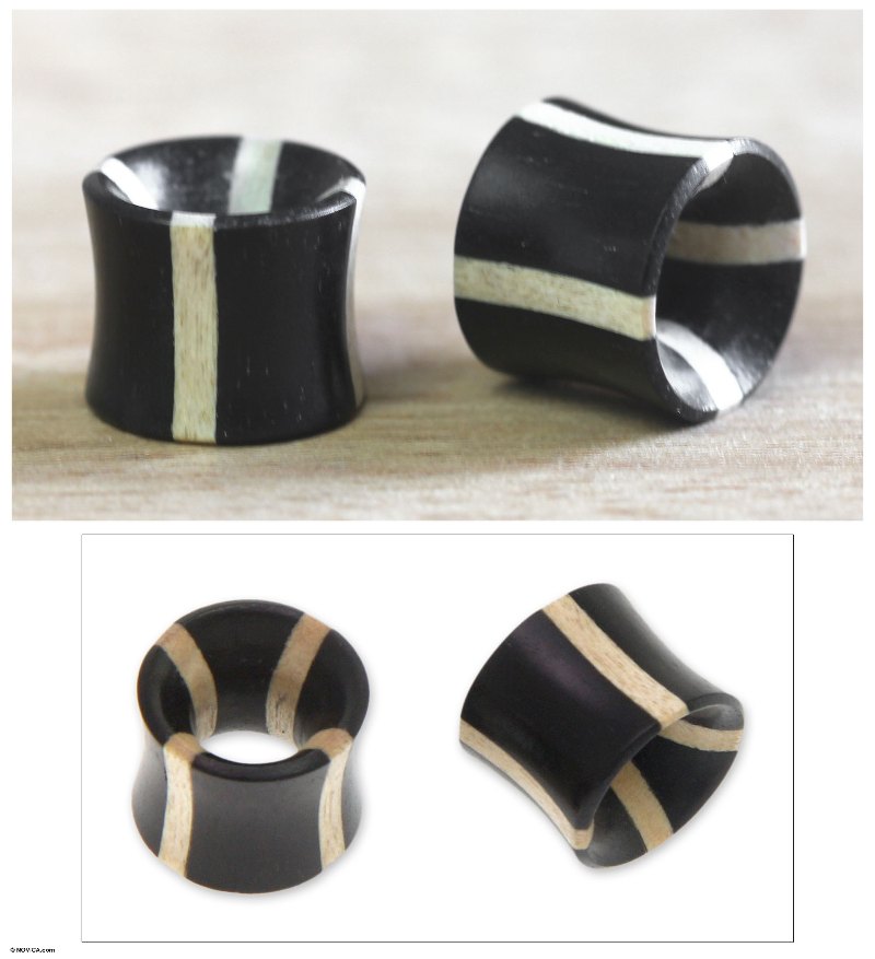 Wood ear plugs, "Starlight Duality"